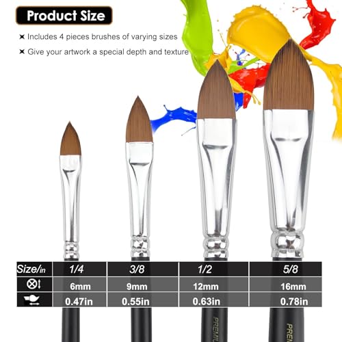 GACDR Cat Tongue Watercolor Brushes Set - 4 PCS Oval Wash Paint Brushes for Acrylic Painting, Water Color Brushes for Adult Floral Petal Artist Paintbrushes - Image 2