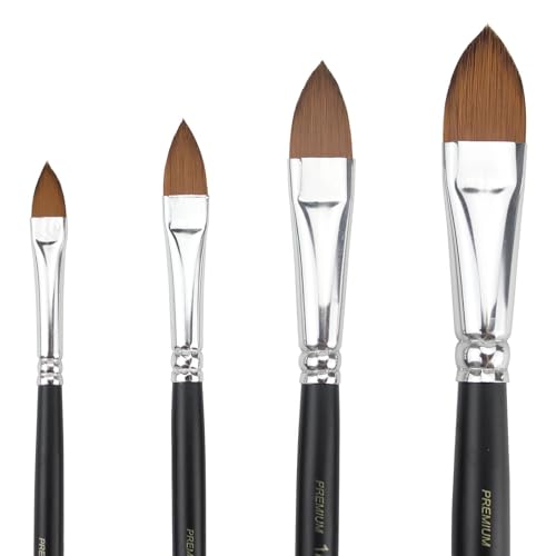 GACDR Cat Tongue Watercolor Brushes Set - 4 PCS Oval Wash Paint Brushes for Acrylic Painting, Water Color Brushes for Adult Floral Petal Artist Paintbrushes - Image 1