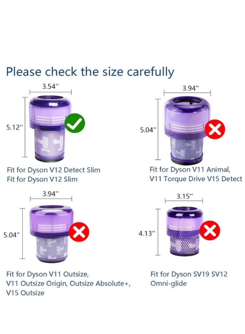 2pcs Vacuum Filter Compatible with Dyson V12 Detect Slim Removable and Washable V12 Replacement Filter Part No.971517-01