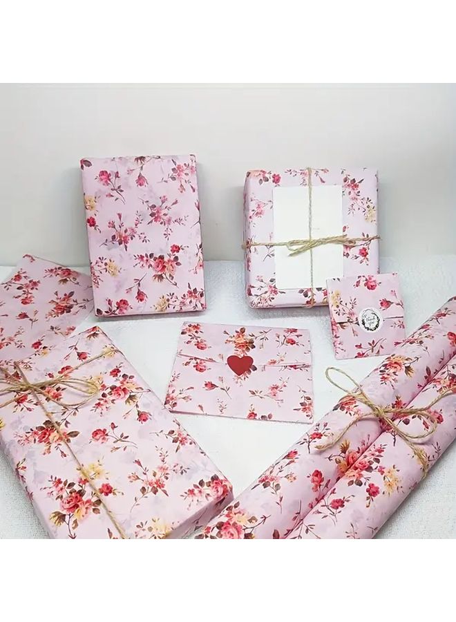 Pink Rhyme Garden Rose Pattern Thin Paper 15 Sheets for Gift Wrapping Wine Bottles Party Decor - Image 2