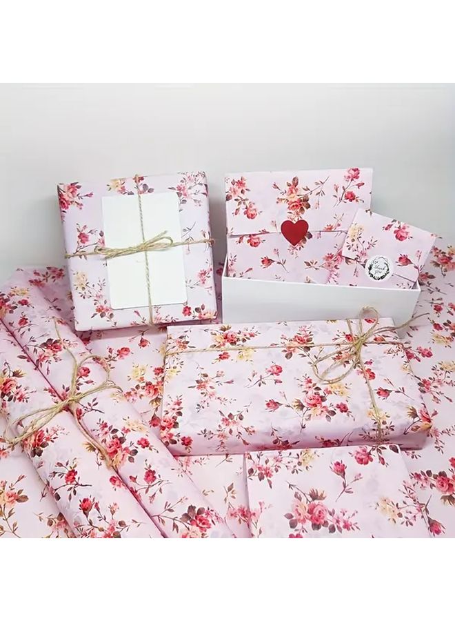 Pink Rhyme Garden Rose Pattern Thin Paper 15 Sheets for Gift Wrapping Wine Bottles Party Decor - Image 5