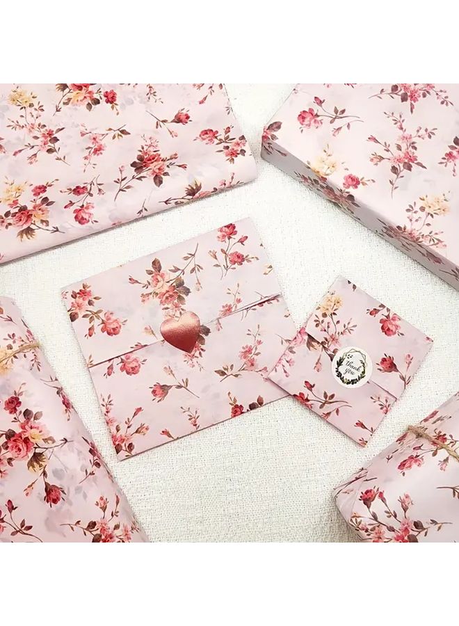 Pink Rhyme Garden Rose Pattern Thin Paper 15 Sheets for Gift Wrapping Wine Bottles Party Decor - Image 4