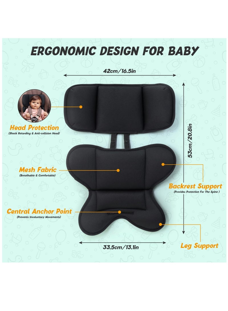 Zikra Infant Car Seat Insert, Baby Carseat Head & Body Support for Newborn, Soft Stroller Cushion Insert, Perfect for Infant Car Seats, Strollers, Cradles, Carriers Black - Image 2