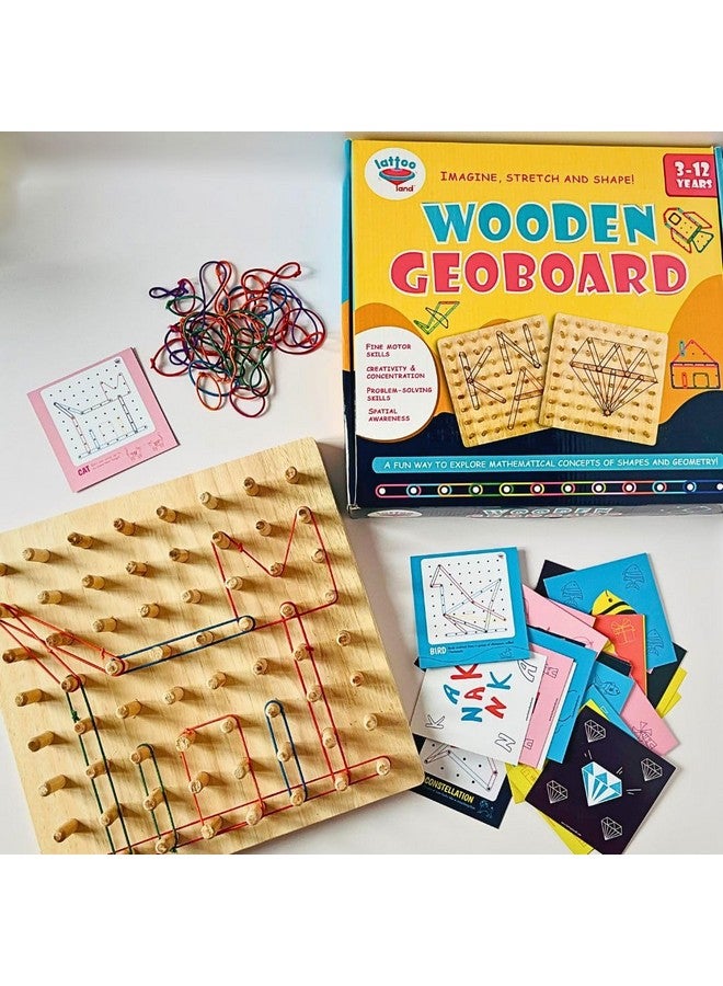 Lattooland Wooden Geoboard | STEM Puzzle | Graphical Educational Toy | Montessori | Brain Teaser for Kids | for 3 4 5 6 7 Year Old Boys and Girls | Mathematical Manipulative - Image 1