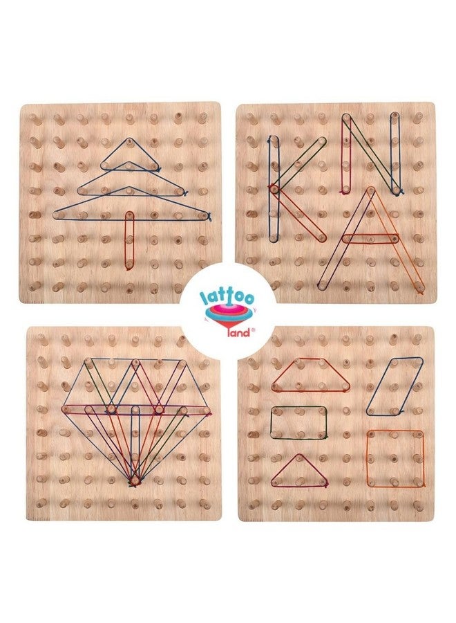 Lattooland Wooden Geoboard | STEM Puzzle | Graphical Educational Toy | Montessori | Brain Teaser for Kids | for 3 4 5 6 7 Year Old Boys and Girls | Mathematical Manipulative - Image 5