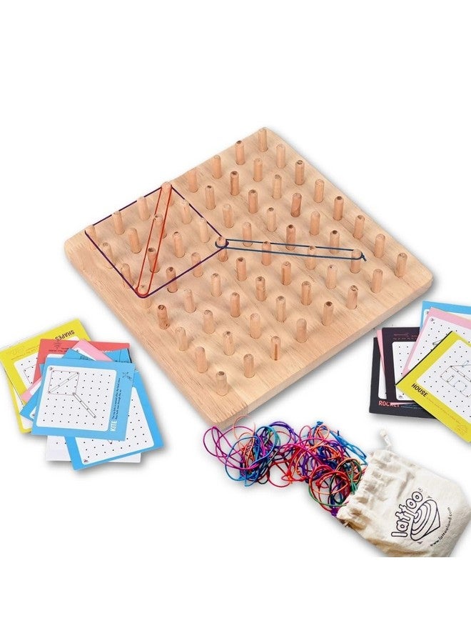 Lattooland Wooden Geoboard | STEM Puzzle | Graphical Educational Toy | Montessori | Brain Teaser for Kids | for 3 4 5 6 7 Year Old Boys and Girls | Mathematical Manipulative - Image 4