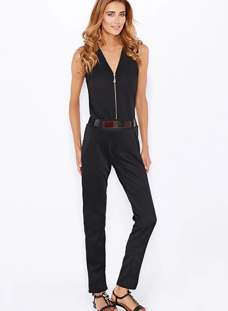 Ginger Zip Front Buckle Jumpsuit