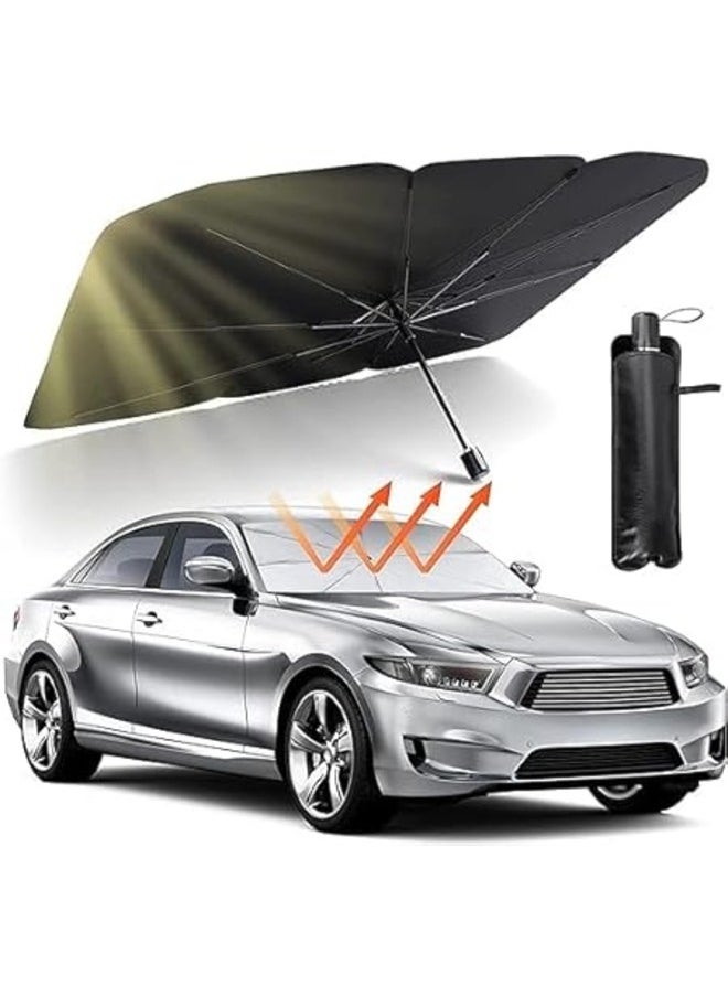 Generic Car Sun Shade, Windshield Sun Shade Uv Rays Protection For Car, Foldable Umbrella Car Shade, Easy To Use Car Sun Shade, The Car Sun Shade Comes With Leather Storage Pouch For Easy Storage  - Image 1