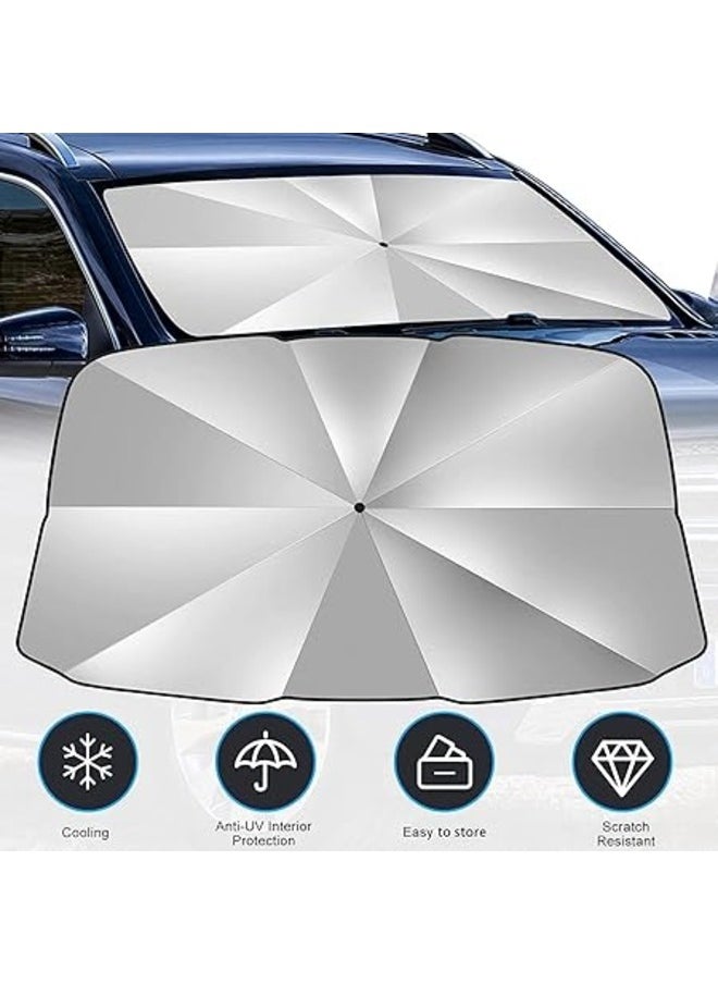 Generic Car Sun Shade, Windshield Sun Shade Uv Rays Protection For Car, Foldable Umbrella Car Shade, Easy To Use Car Sun Shade, The Car Sun Shade Comes With Leather Storage Pouch For Easy Storage  - Image 2