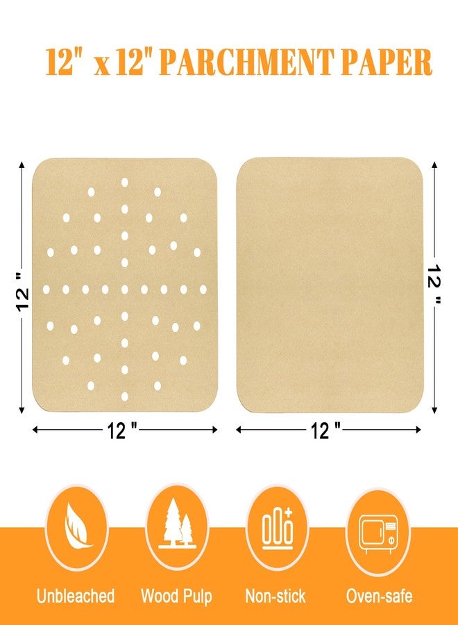 Golden Associate 12 x 12 inch Parchment Paper Liners Air Fryer Disposable Square130 Pcs, Perforated&without Holes Sheets Combo, 65-Pcs Each, Accessories for Ninja SP, Cuisinart, Breville, Instant Pot - Image 4