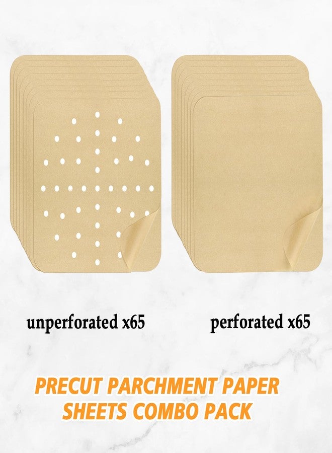 Golden Associate 12 x 12 inch Parchment Paper Liners Air Fryer Disposable Square130 Pcs, Perforated&without Holes Sheets Combo, 65-Pcs Each, Accessories for Ninja SP, Cuisinart, Breville, Instant Pot - Image 2