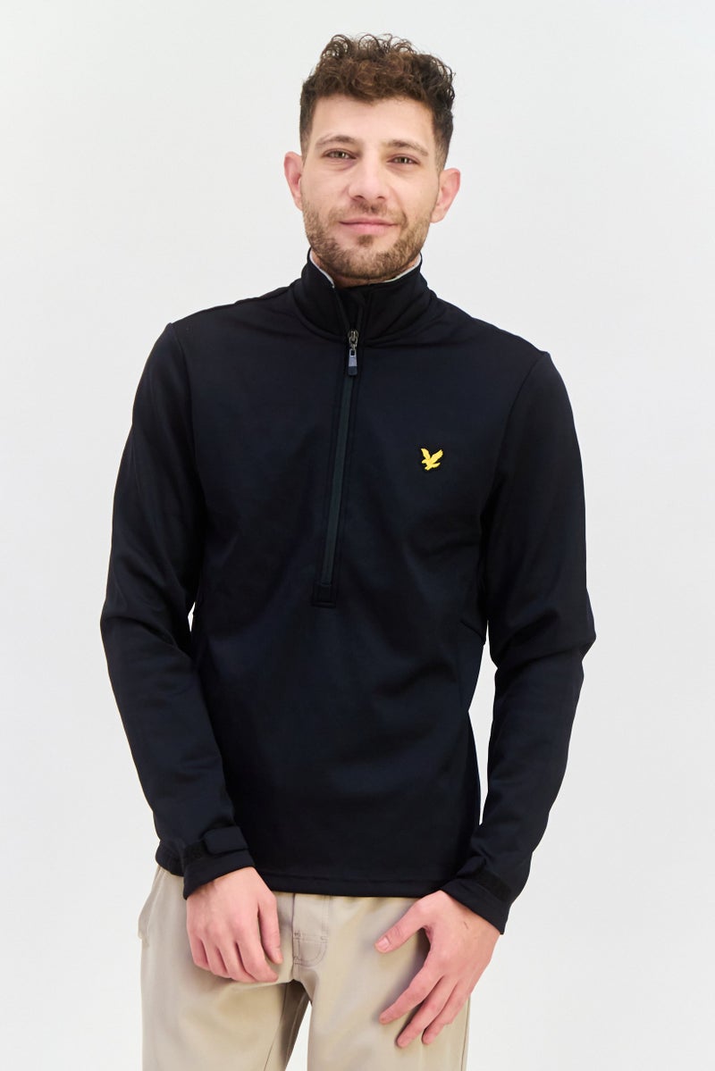 Lyle & Scott سويت شيرت رجال برقبة عالية بشعار العلامة التجارية، أسود - Image 1