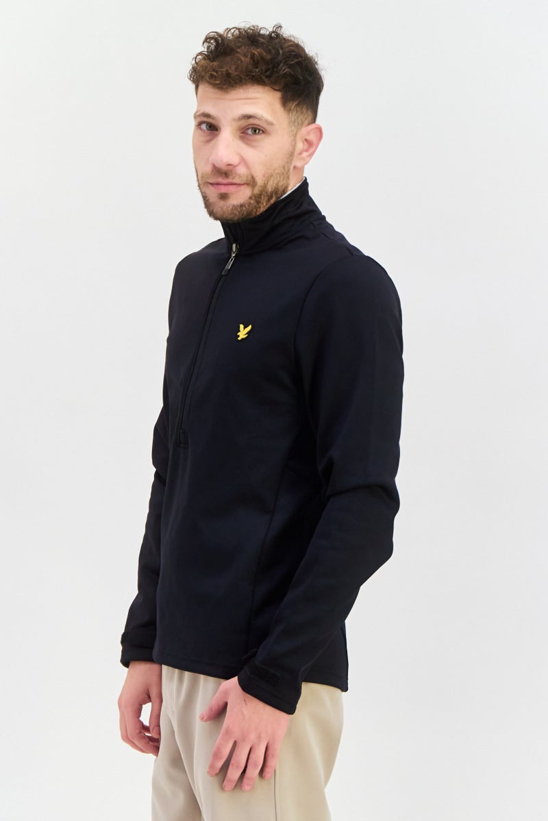 Lyle & Scott سويت شيرت رجال برقبة عالية بشعار العلامة التجارية، أسود - Image 2
