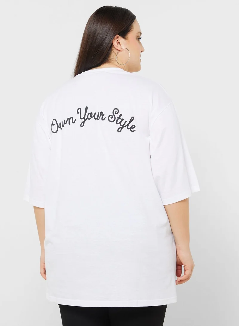 ديزني Minnie Plus Size Oversize Front & Back Print T-Shirt