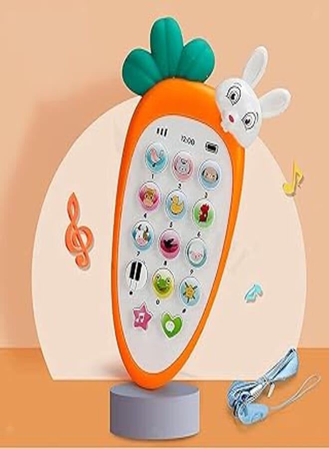 Amitasha Musical Mobile Phone Toy for Kids with Animal Sound, 20 Songs & Chat Button (Orange)