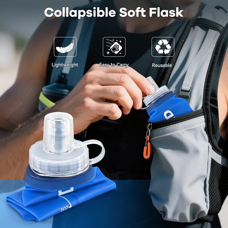 WEMEET 500ml Soft Flask 2Pack, TPU Collapsible Soft Water Bottle, 17oz Foldable TPU Bottles for Hydration Pack BPA-Free, Running Lightweight Water Bottle for Hiking Cycling Climbing Running - Image 3
