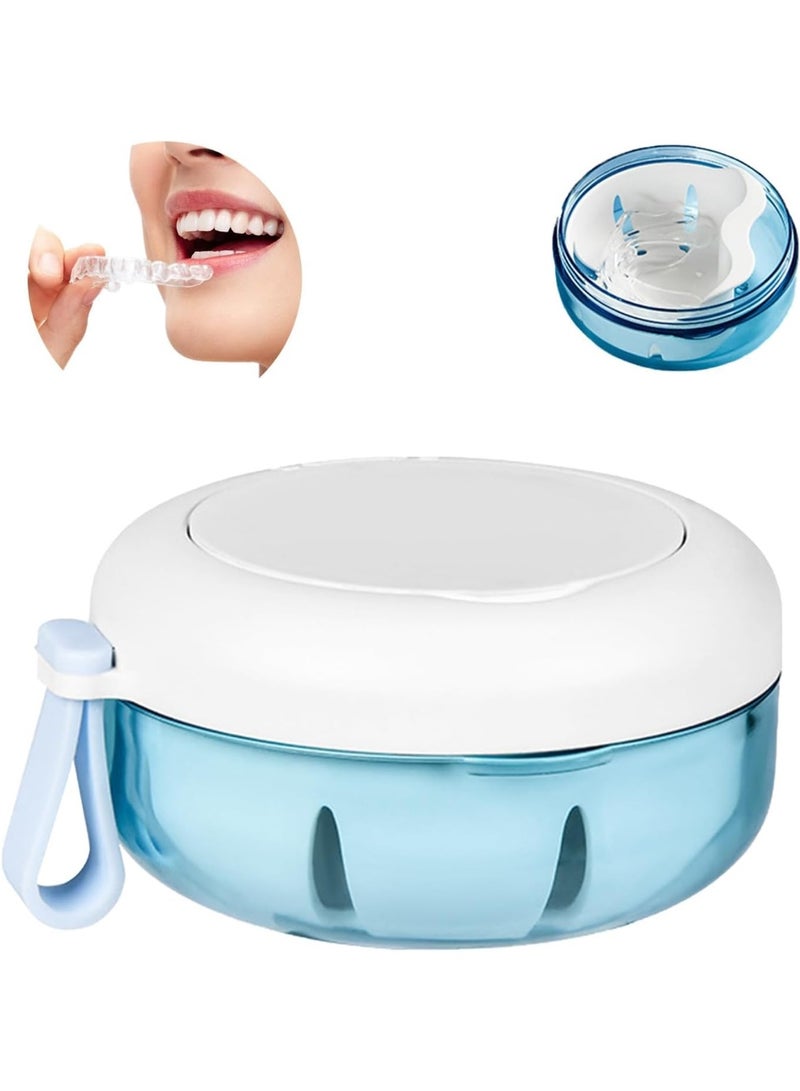 BIGTHREE Denture Bath Box, Leakproof Portable Retainer Box, Retainer Case for Braces, Denture Cup for Aligner Retainer Mouth Guard, Denture Cup Suitable for Removable Braces Storage Soaking Cleaning - Image 1