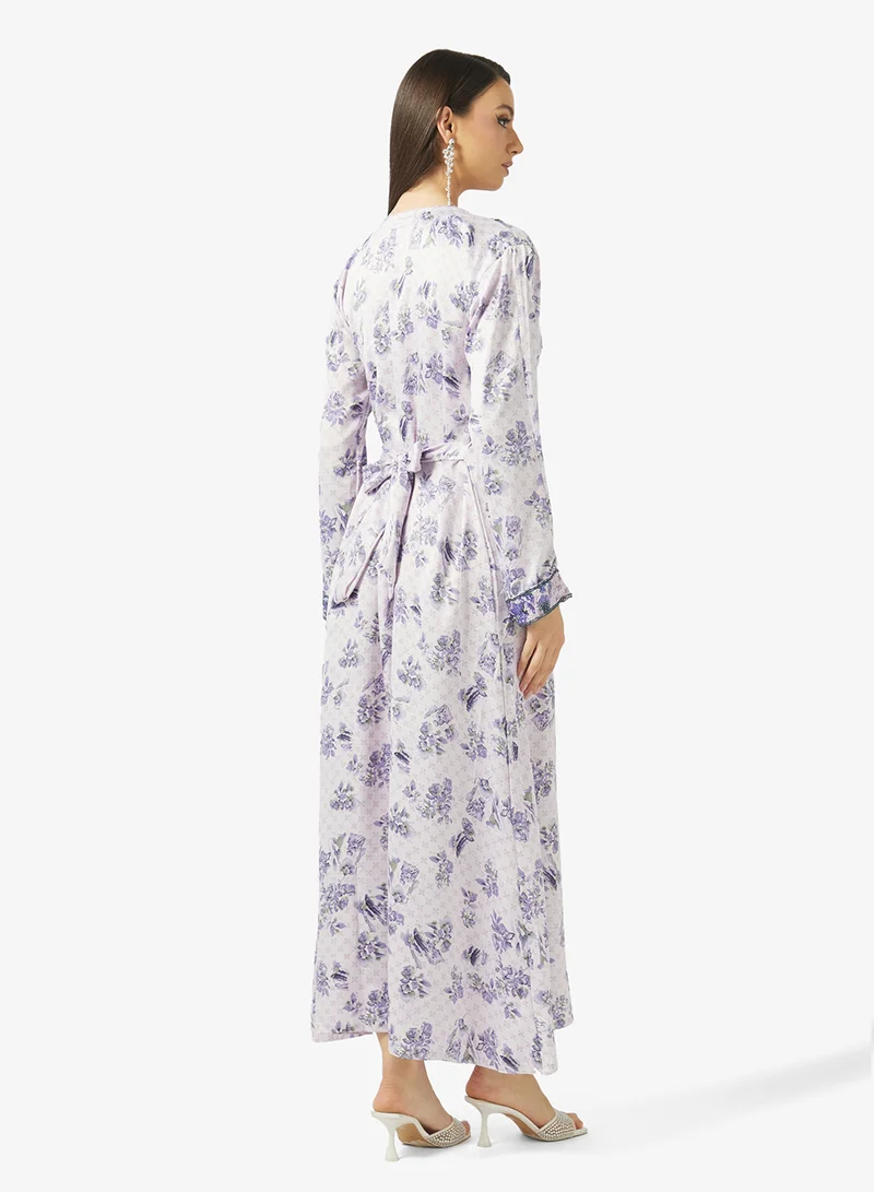 ARABIAN CLOSET Embellished Belted Jalabiya