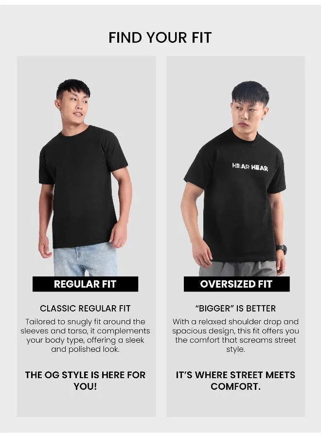 Beyoung Black 3D Illusion Rubber Printed T-Shirt