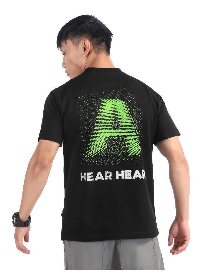 Beyoung Black 3D Illusion Rubber Printed T-Shirt