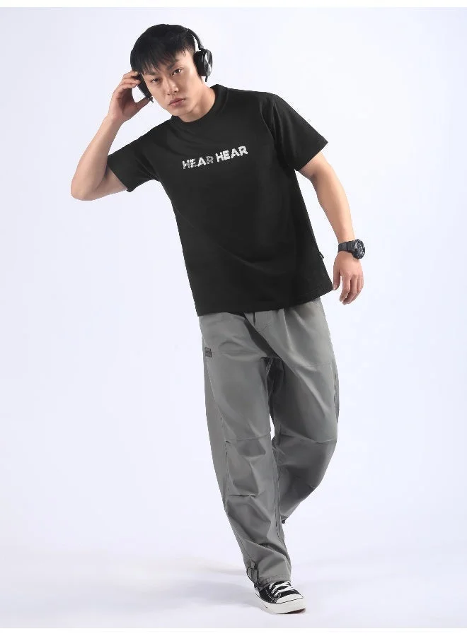 بيونغ تيشيرت مطاطي بطباعة ثلاثية الأبعاد وهمية أسود