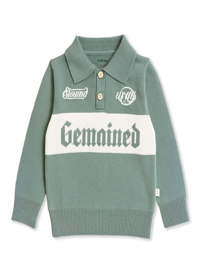 Kidbea® Winter Knit Set for Baby Boys | Premium Organic Cotton Polo & Pant Cord Set | Soft Warm Full Sleeve Outfit for Kids (Green, 6-9 Months) - Image 4