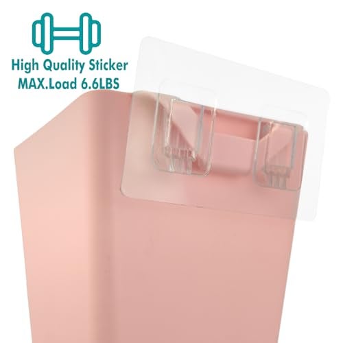 LIGHT DUST Wall Caddy Pen Holders, 6 Pack Large Pencil Cups Organizer for Marker / Remote / Crayon / White Board Accessories, with Adhesive Stickers, Office Home Craft Class Kids Room Art Organization (Pink) - Image 3