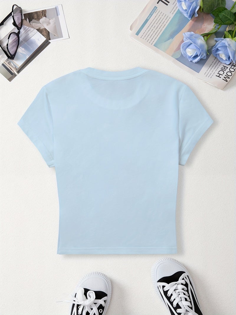 1pc European And American New Trendy Hot Women'S Casual Top American Retro Fashion Y2K Style Beach Vacation Style Coral Turtle Whale Flower Shell English Letter Pattern Print Summer... - Image 2
