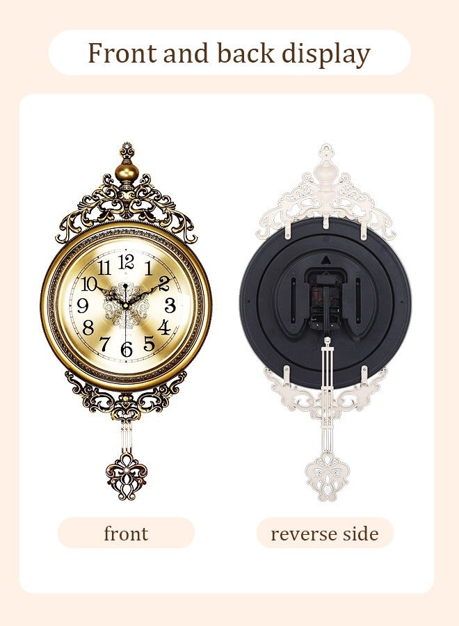 ساعة حائط صامتة غير ناطقة**​ | زخارف أوروبية عتيقة بلمسة فنية - خشب عتيق لغرفة المعيشة - Image 2