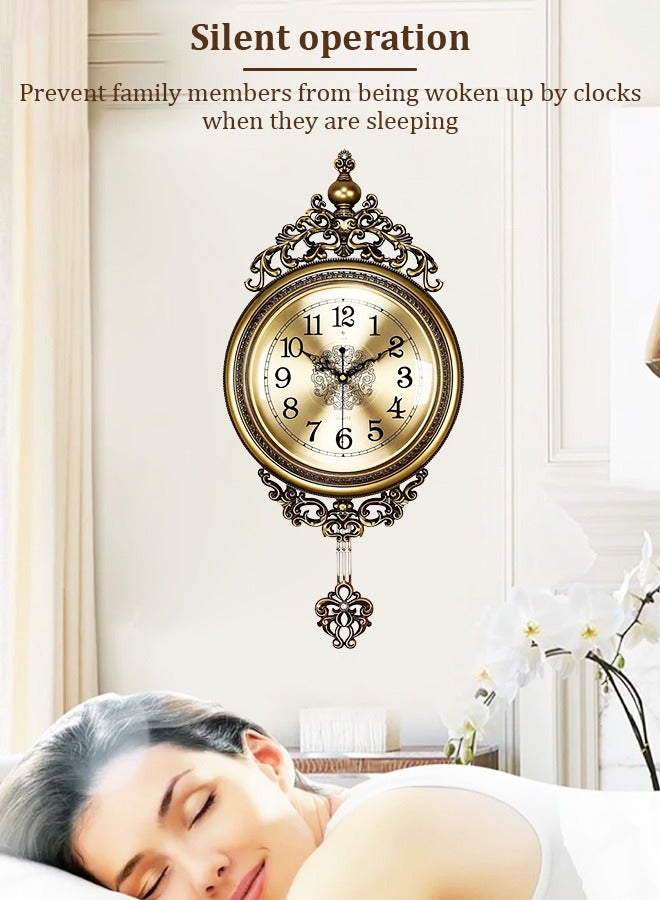 ساعة حائط صامتة غير ناطقة**​ | زخارف أوروبية عتيقة بلمسة فنية - خشب عتيق لغرفة المعيشة - Image 4