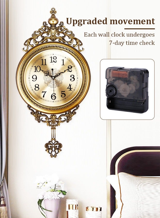 ساعة حائط صامتة غير ناطقة**​ | زخارف أوروبية عتيقة بلمسة فنية - خشب عتيق لغرفة المعيشة - Image 3