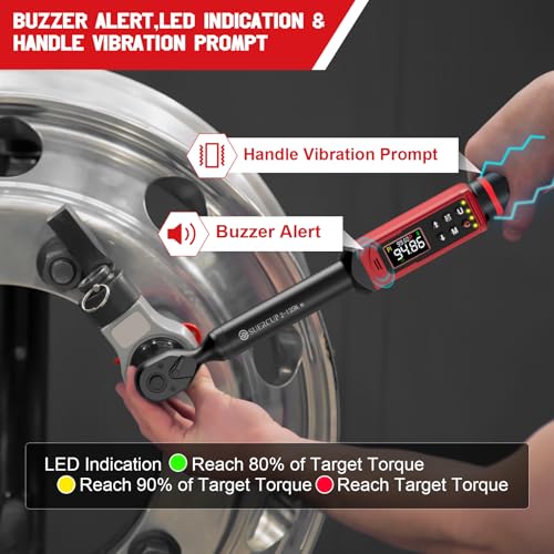 SUERCUP 3/8-inch Digital Torque Wrench(1.5-99.6Ft.Lb/2-135Nm) ±1% Accuracy Digital Torque Wrench with Vibration, Buzzer,LED Notification and Five Units of Measure, for Motorcycle, Auto Repair - Image 4