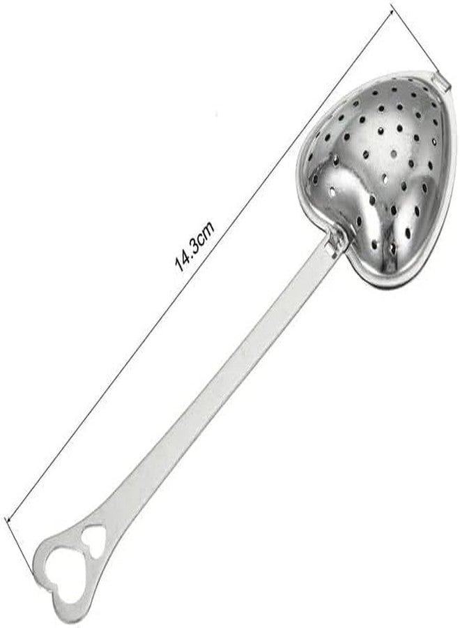 SelHeng 2Pcs Silver Tea Strainers for Loose Tea Tea Infuser Heart Shaped Tea Filter Set Long Spoon Kitchen Mugs Diffuser with Handle Infuser Filter,Home Kitchen Spoon - Image 2