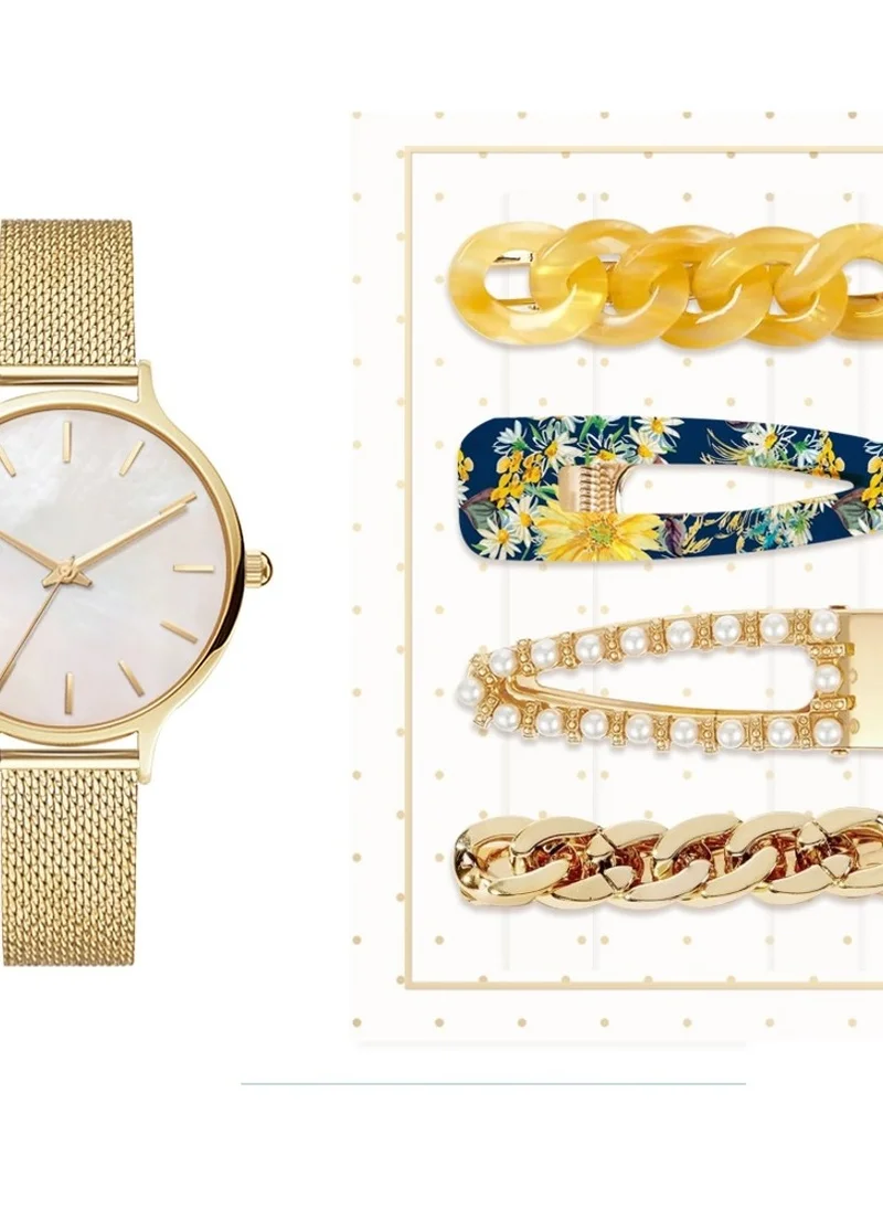 جيسيكا كارليل Jessica Carlyle Ladies Casual Analog Watch with Hair Clip Set A1141G-42-E27