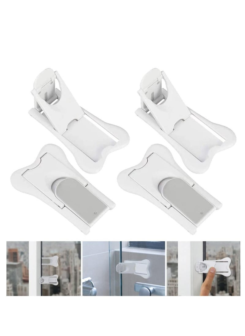 Oasisgalore 4 Pack Strong Adhesive Sliding Door Locks Child Safety Locks for Stop Baby and Pets Opening Sliding Door  - Image 1