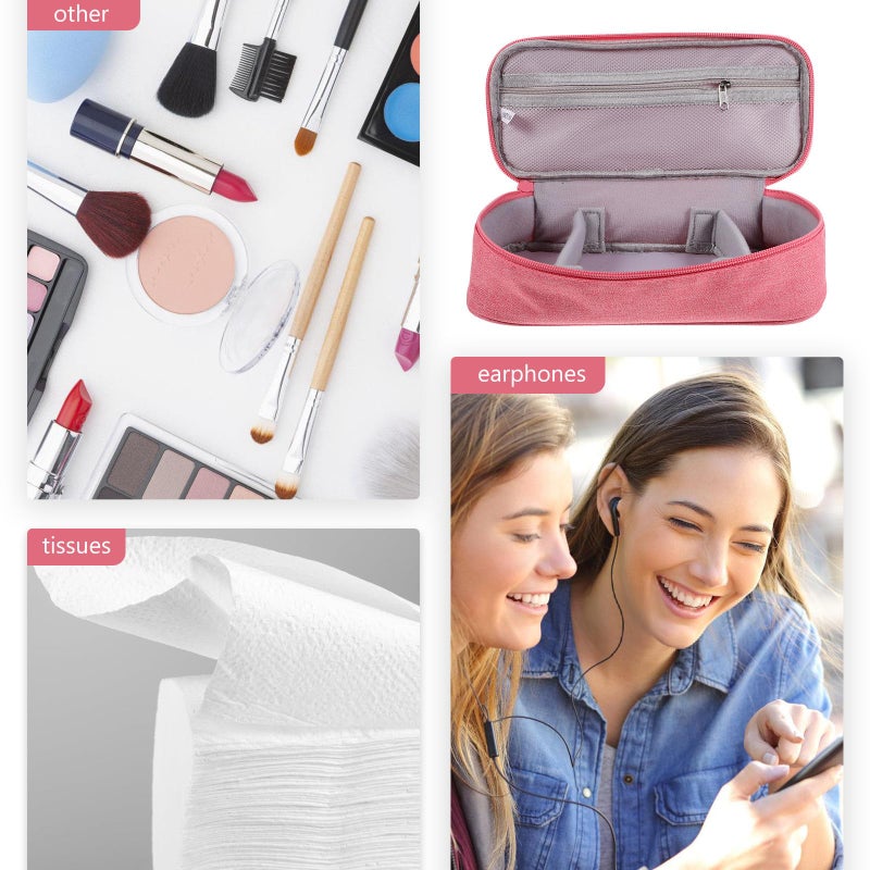 Large Pink Travel Organizer Case for USB Cables Power Bank Hard Drive Storage - Image 4