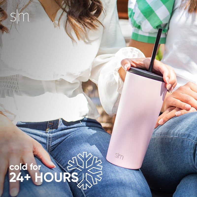 Simple Modern Insulated Tumbler with Lid and Straw | Iced Coffee Cup Reusable Stainless Steel Water Bottle Travel Mug | Gifts for Women Men Her Him | Classic Collection | 20oz | Cream Leopard - Image 5