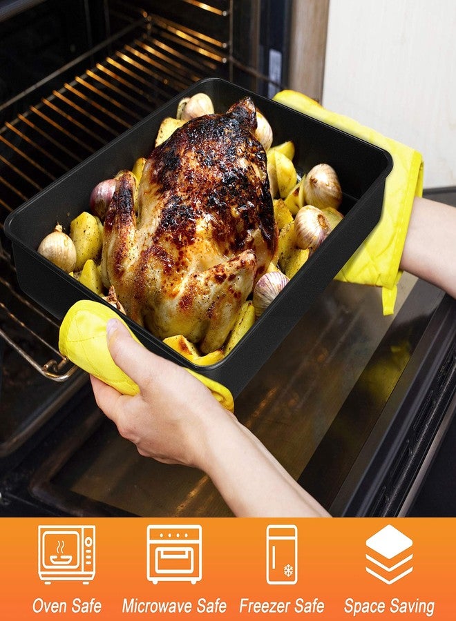 Herogo Rectangle Cake Pan Set of 2, 9 X 13 Inch Non-Stick Baking Pan for Oven, Stainless Steel Black Lasagna Brownies Casseroles Cakes Bakeware, Oven Safe - Image 4