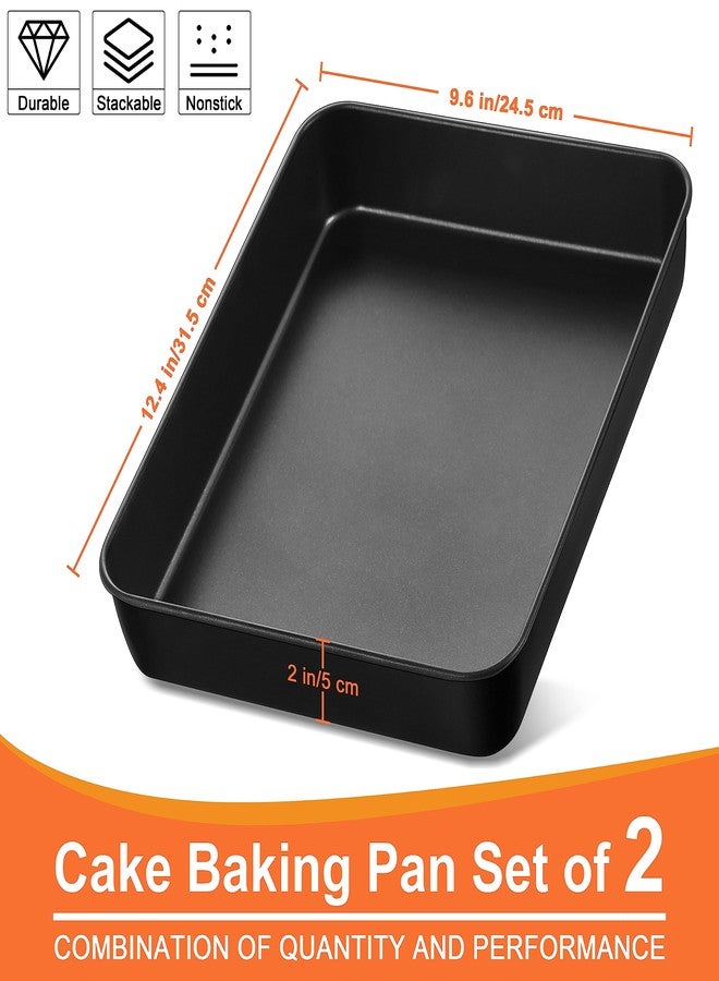 Herogo Rectangle Cake Pan Set of 2, 9 X 13 Inch Non-Stick Baking Pan for Oven, Stainless Steel Black Lasagna Brownies Casseroles Cakes Bakeware, Oven Safe - Image 2