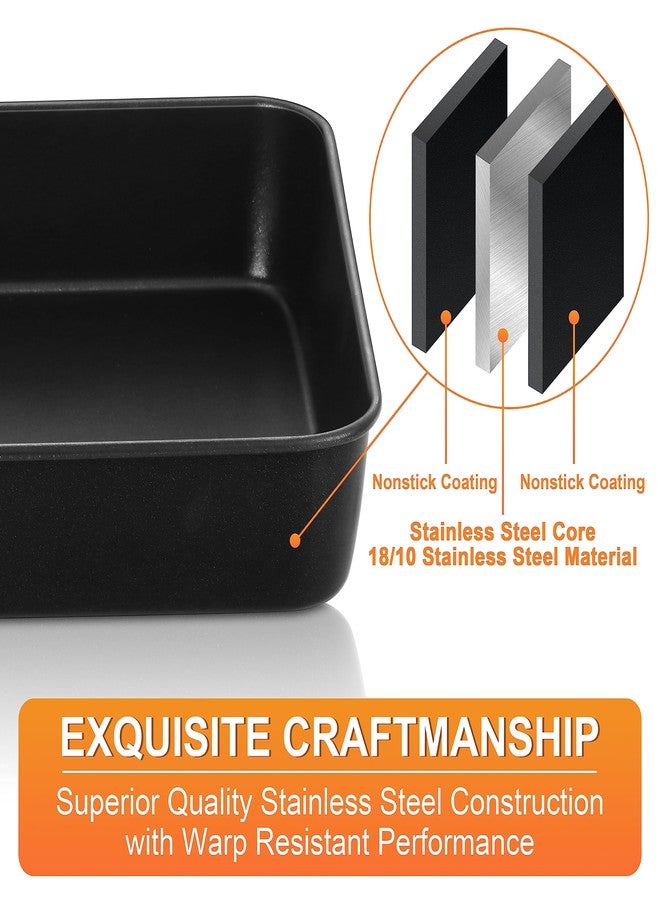 Herogo Rectangle Cake Pan Set of 2, 9 X 13 Inch Non-Stick Baking Pan for Oven, Stainless Steel Black Lasagna Brownies Casseroles Cakes Bakeware, Oven Safe - Image 3