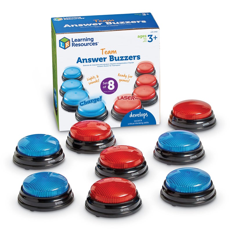 Learning Resources Team Answer Buzzers - Classroom Must Haves Supplies, Sound Effect Button, Family Game Shows for Trivia, Participation Tools, Boys and Girls Birthday Gifts - Image 1