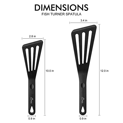HOTEC 600℉ Heat Resistant Silicone Slotted Fish Turner Spatula Set, BPA Free Flipper Cooking Spatulas, for Non Stick Cookware Dishwasher Safe, Black - Image 2