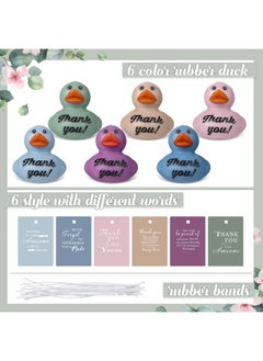 Jerify Jerify 12 Sets Thank You Gift Set Rubber Ducks Bulk Employee Coworkers Nurse Motivational Gifts Thank You for Being Thanks Rubber Ducky 2 Inch for Teacher Inspirational Gifts Cruise Shower  - Image 2