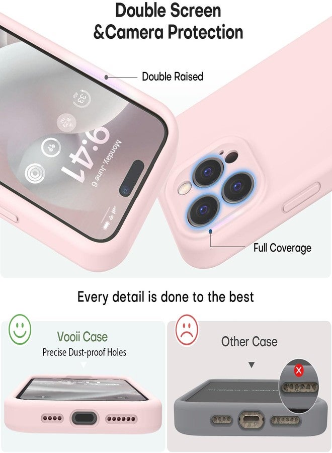 Vooii Compatible with iPhone 15 Pro Max Case, Upgraded Premium Silicone, [Camera Protection] [Soft Anti-Scratch Microfiber Lining] Shockproof Phone Case for iPhone 15 Pro Max 6.7 inch - Chalk Pink - Image 3