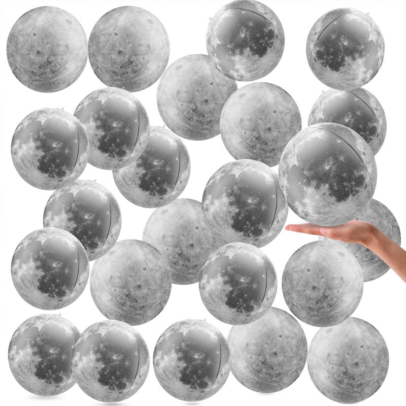 Shappy 20 Packs Moon Inflatable PVC Ball Bulk Gray Moon Shape Science Teaching Aids Planet Beach Ball for Kid Birthday Party Classroom Planetarium 984 Inch - Image 3