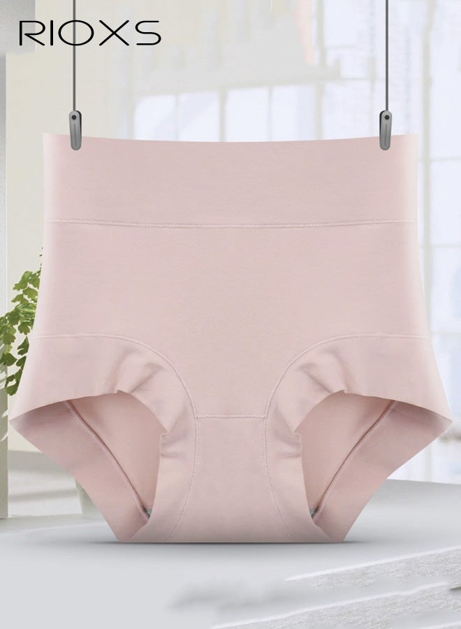 ريوكس مجموعة من 4 قطع ملابس داخلية نسائية عالية الخصر، سراويل داخلية ناعمة وجيدة التهوية، سراويل داخلية مريحة ومطاطة (مقاسات عادية وكبيرة)، وردي. - Image 1