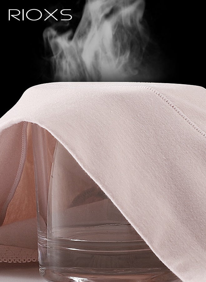 ريوكس مجموعة من 4 قطع ملابس داخلية نسائية عالية الخصر، سراويل داخلية ناعمة وجيدة التهوية، سراويل داخلية مريحة ومطاطة (مقاسات عادية وكبيرة)، وردي. - Image 3