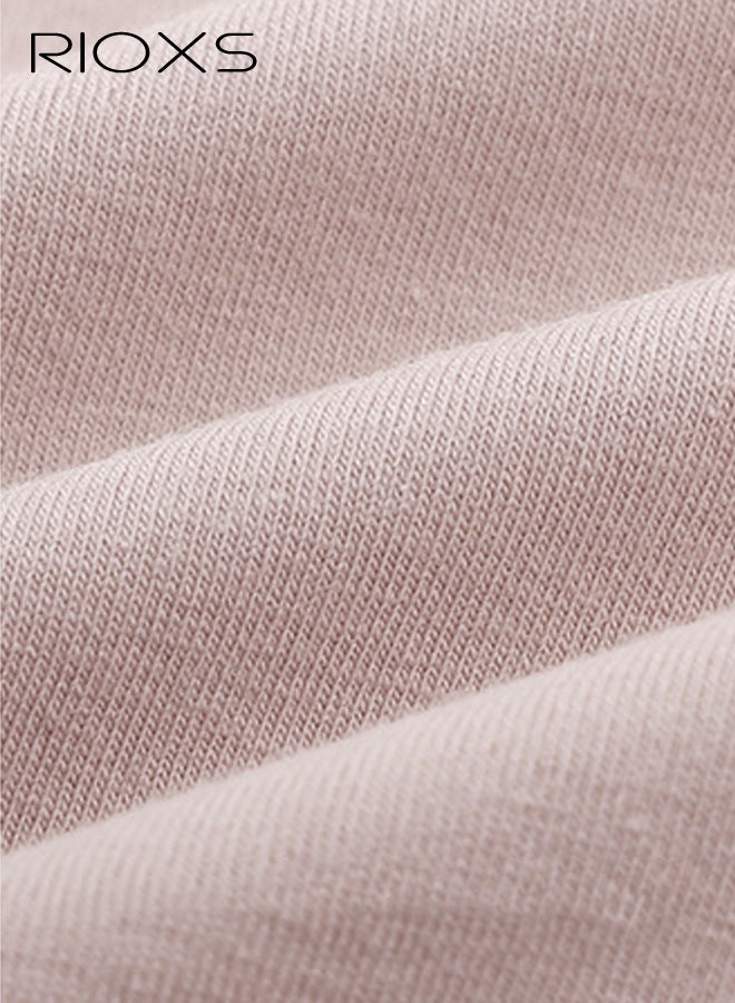 ريوكس مجموعة من 4 قطع ملابس داخلية نسائية عالية الخصر، سراويل داخلية ناعمة وجيدة التهوية، سراويل داخلية مريحة ومطاطة (مقاسات عادية وكبيرة)، وردي. - Image 4