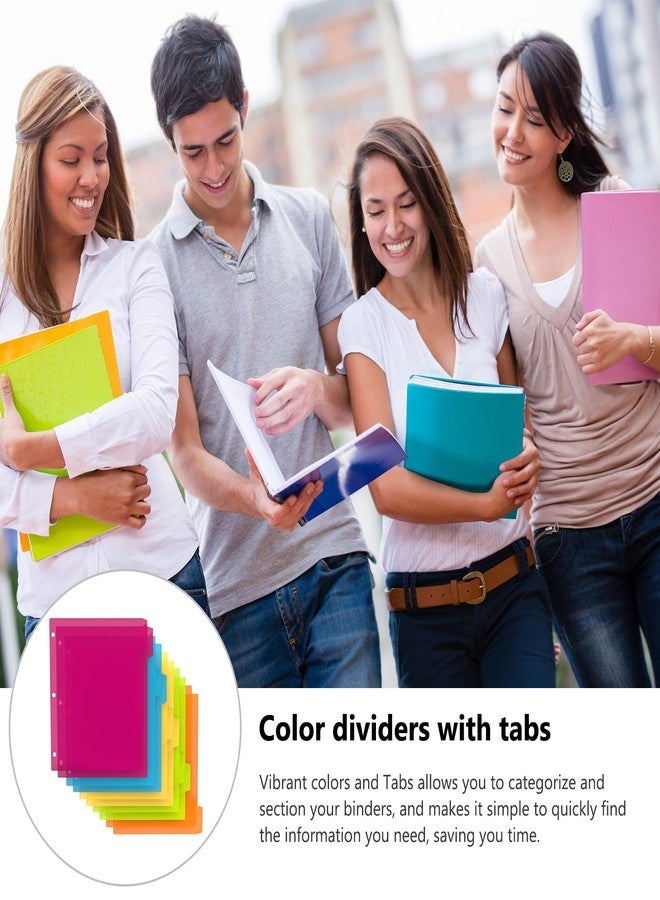 HABGP 3 Ring Binder Dividers with Tabs, 100PCS/20 Set Plastic Dividers for 3 Ring Binder, 5 Tab 3 Hole Punch Dividers Color Pages, Three Ring File Dividers with Tabs,Tabbed Index Dividers - Image 3