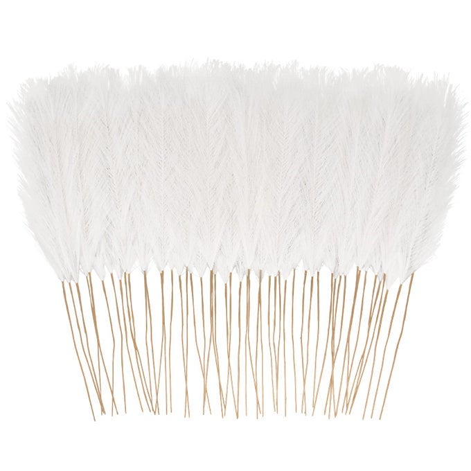 50PCS WHITE FAUX PAMPAS GRASS DECOR 216 SHORT ARTIFICIAL POMPOUS GRASS FLORAL FAKE POMPAS GRASS BRANCHES VASE FILLER FLOWER ARRANGEMENT FOR HOME WEDDING BOHO DECOR